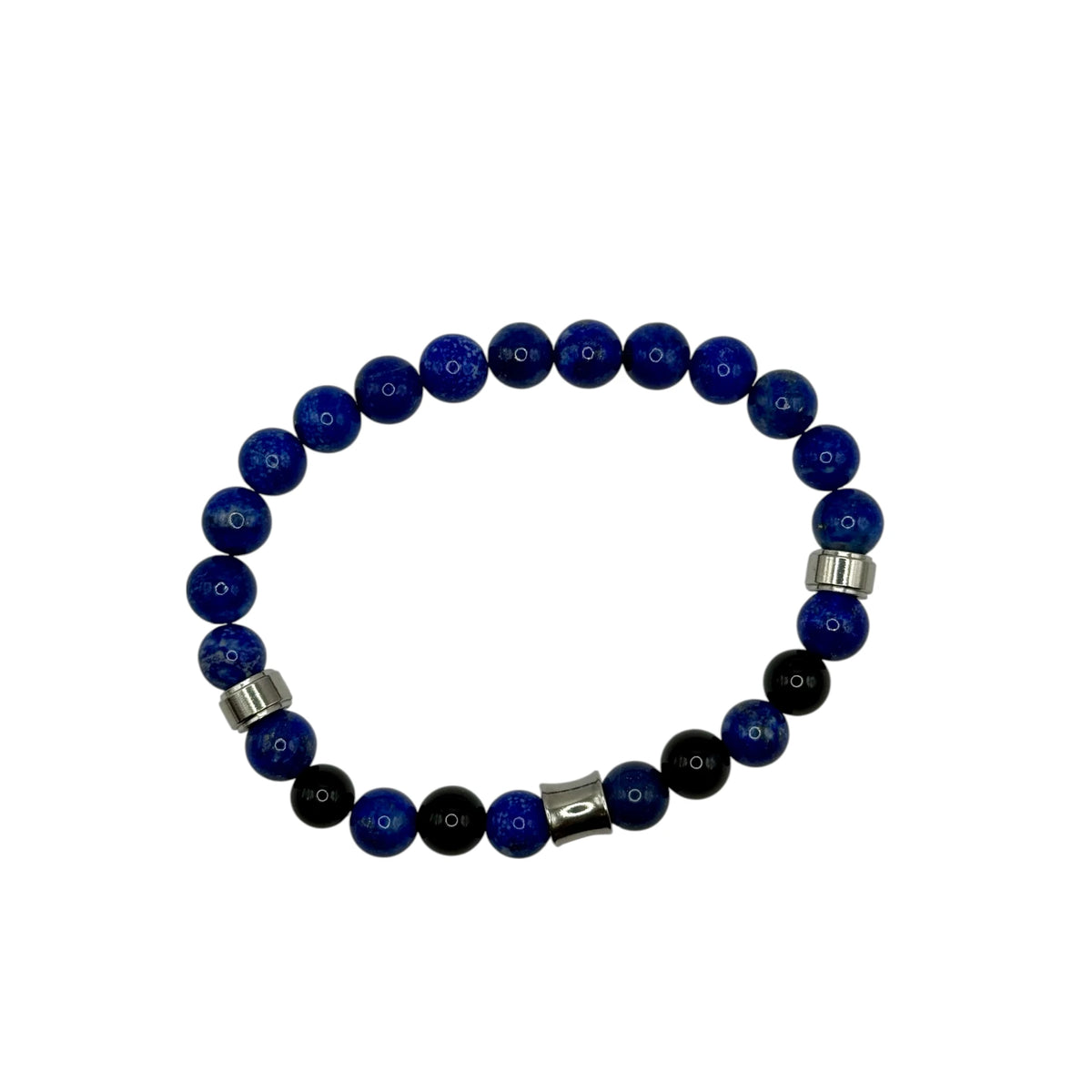 Bracelet "Confiance & Force" en Lapis-Lazuli et Onyx Perles Rondes