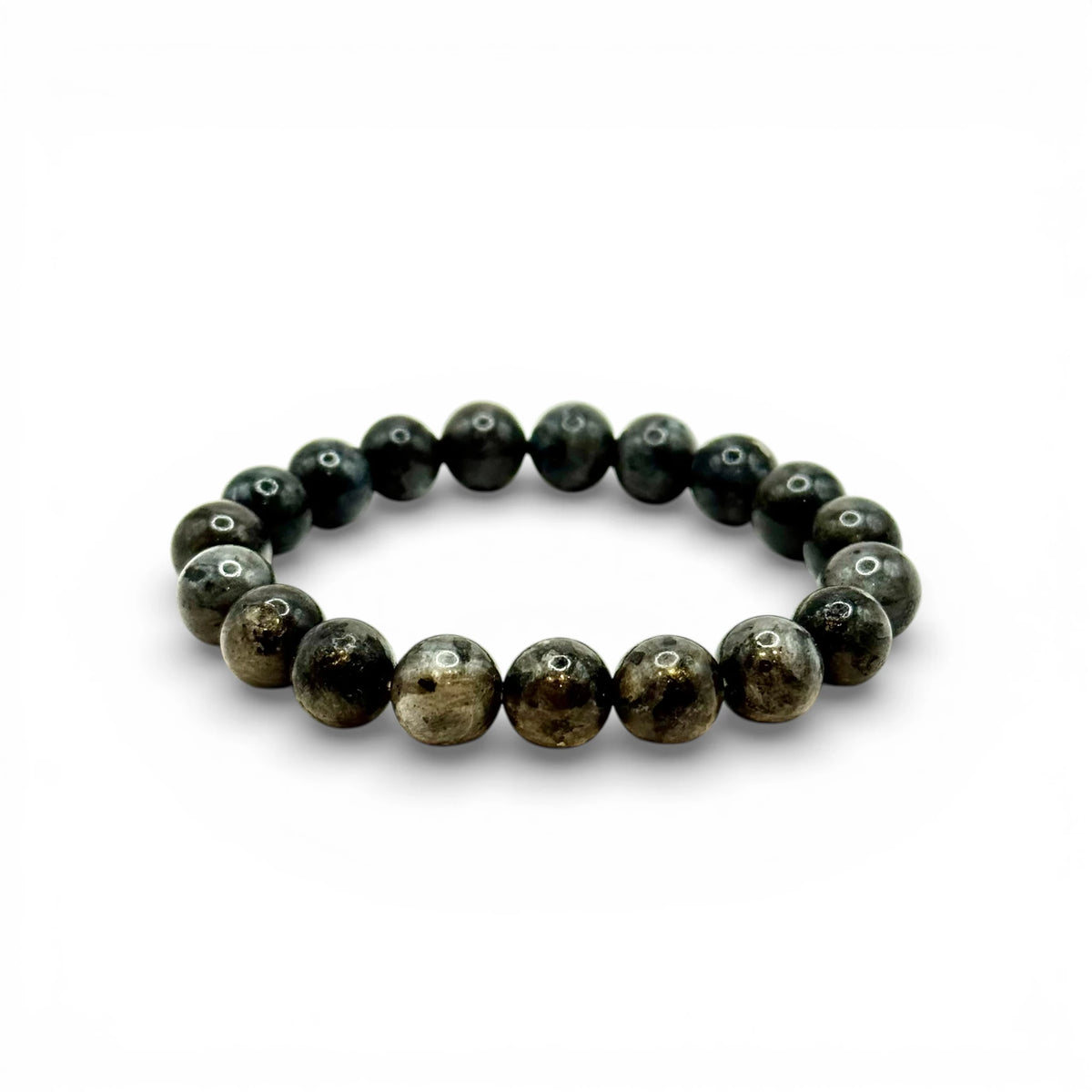 Bracelet "Protection & Clairvoyance" en Larvikite Perles Rondes