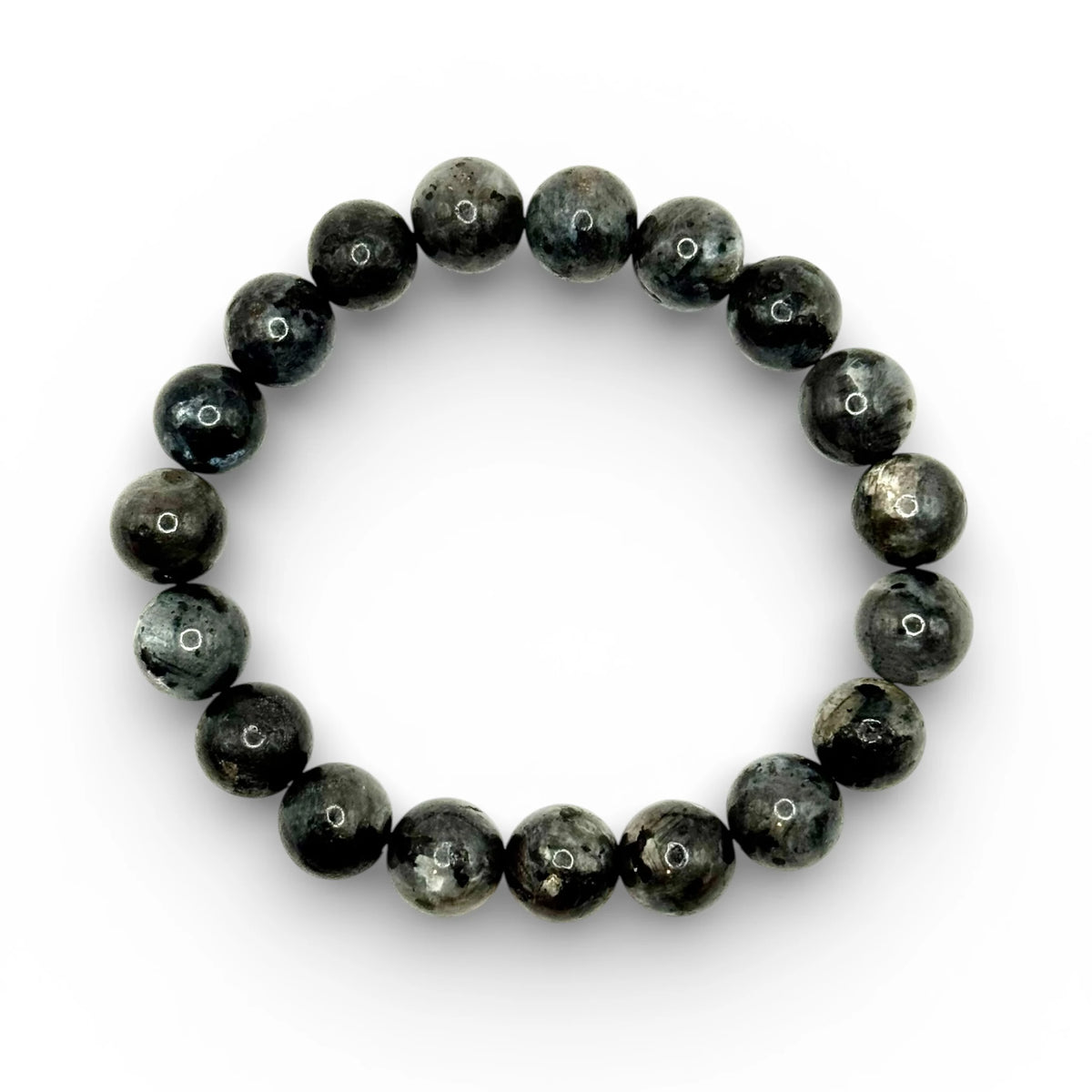 Bracelet "Protection & Clairvoyance" en Larvikite Perles Rondes
