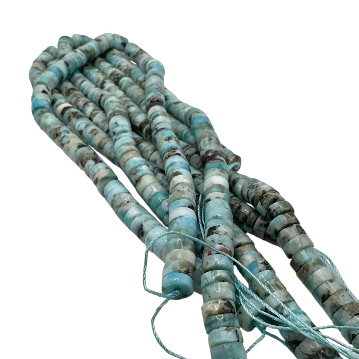Larimar Fil de Perles Naturelle Heishi 6.5-7x3-3.5 et  8-8.5x4-4.5mm, env 39cm