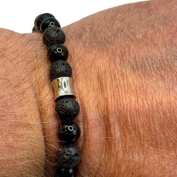 Bracelet Pierre de Lave A et Onyx