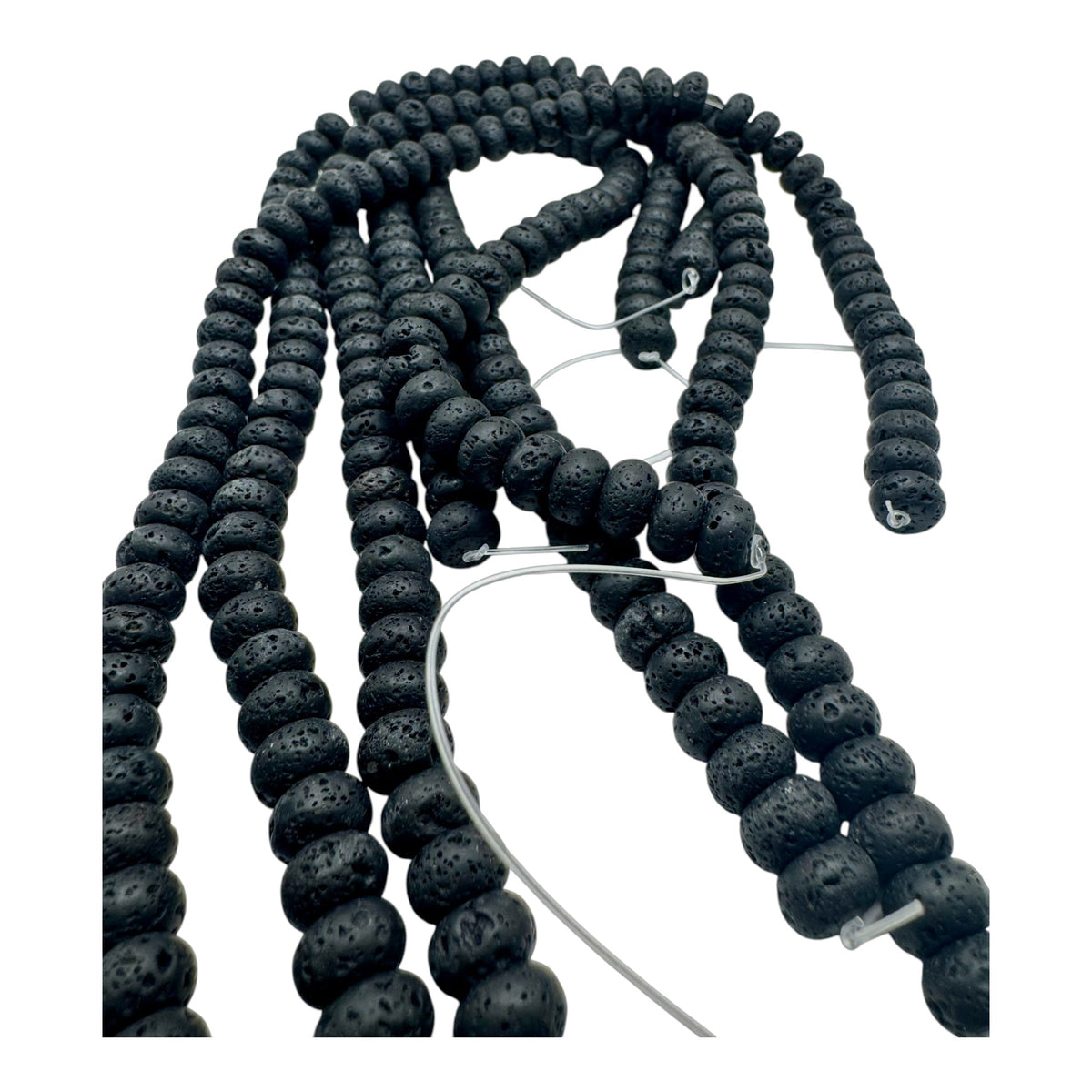 Pierre de Lave Noire Fil de Perles Naturelle Rondelles 10.5*6.5 mm, env 39cm