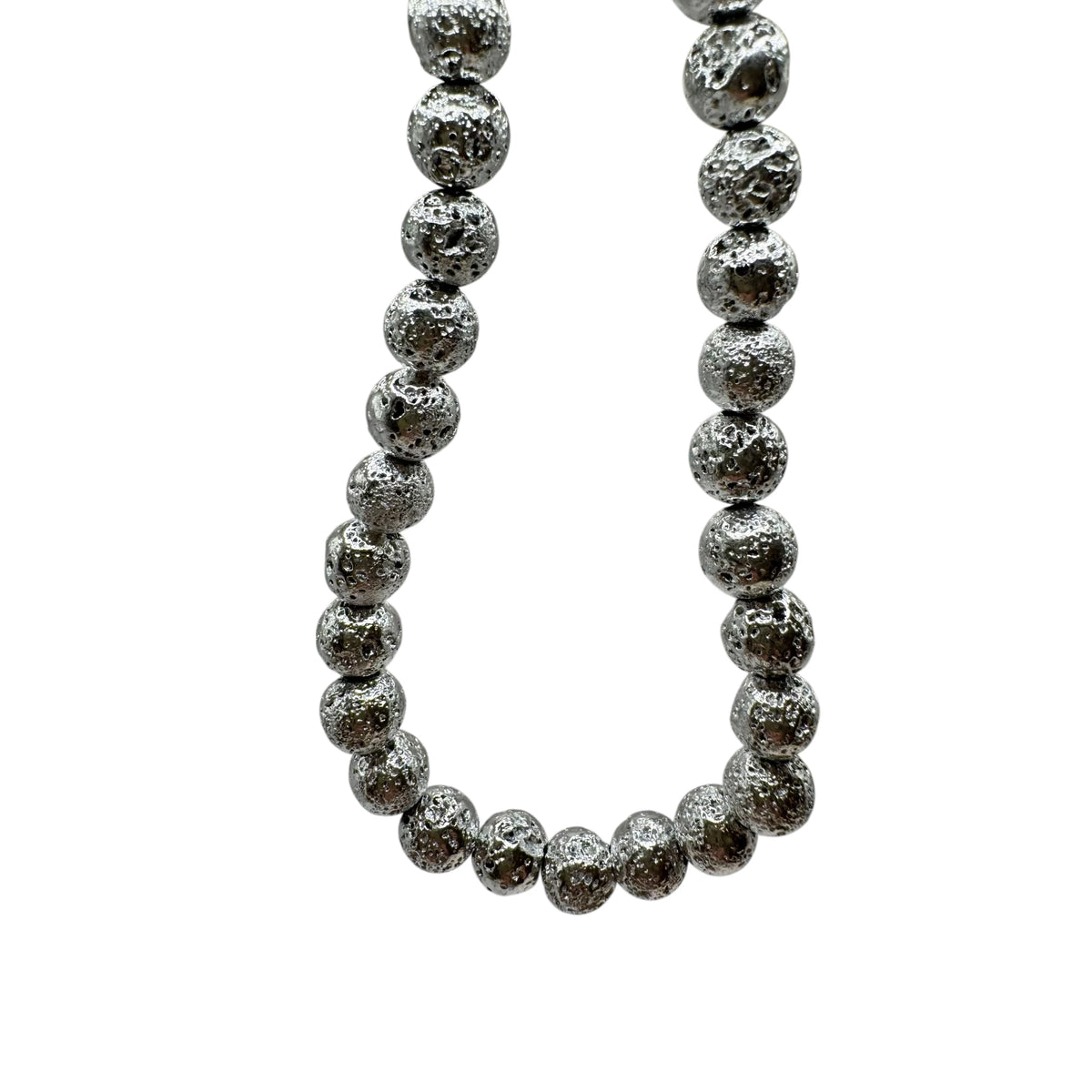 Pierre de Lave galvanisée Fil de Perles Naturelle 8mm, env 39cm