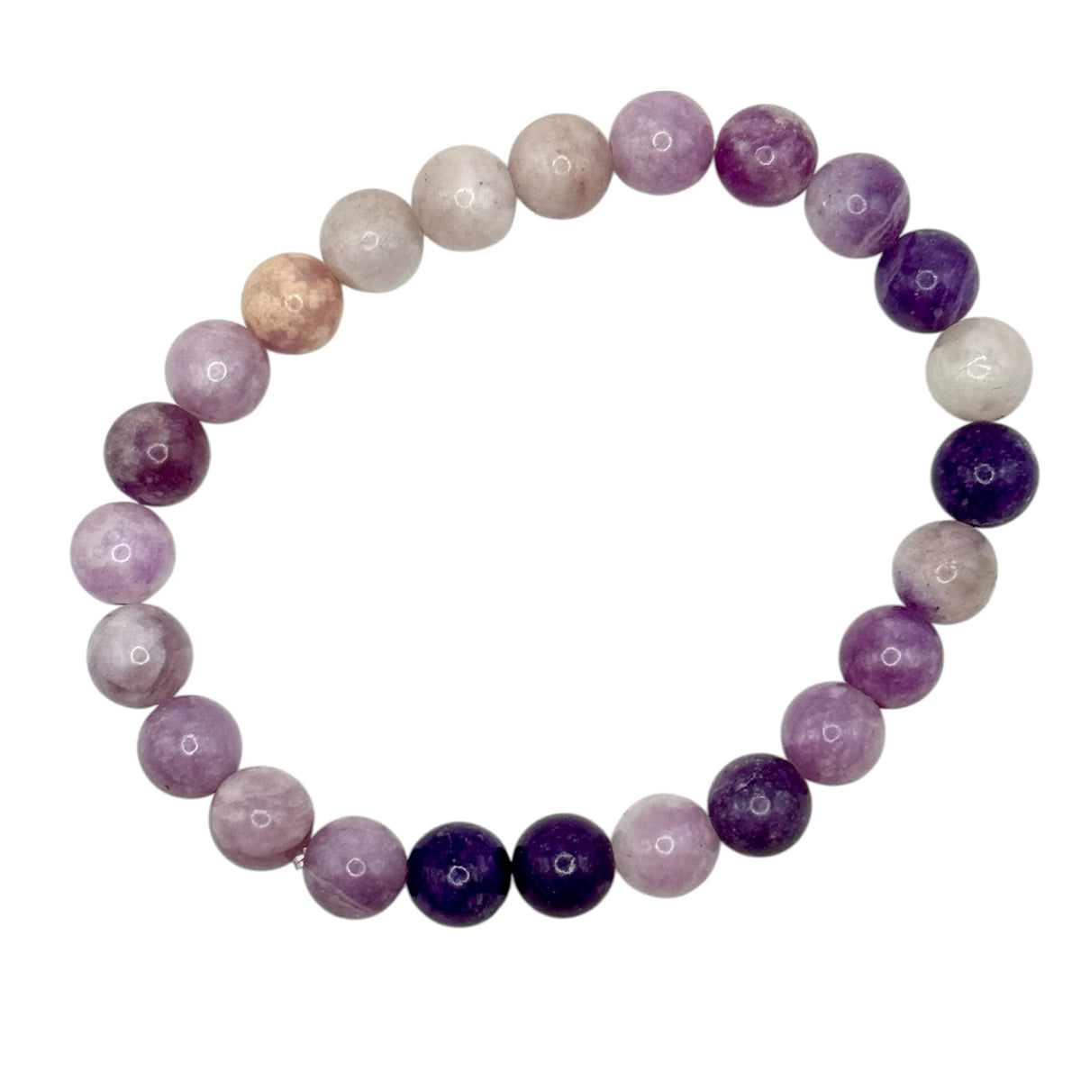 Bracelet "Calme & Apaisement" en Lépidolite Claire Perles Rondes