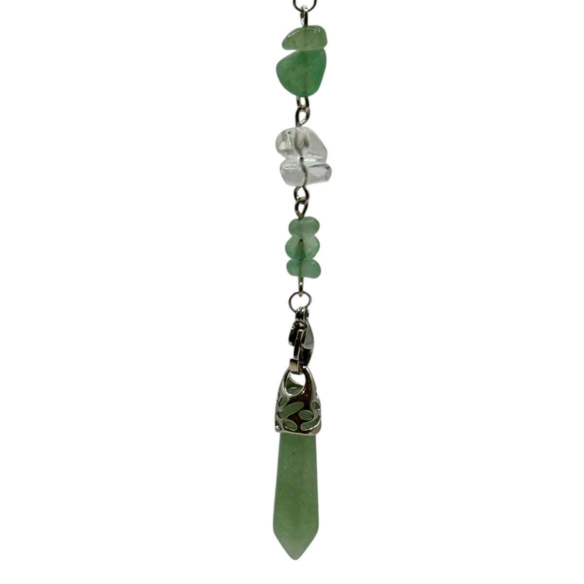 Pendule Aventurine Verte facetté avec Fleur de Lotus