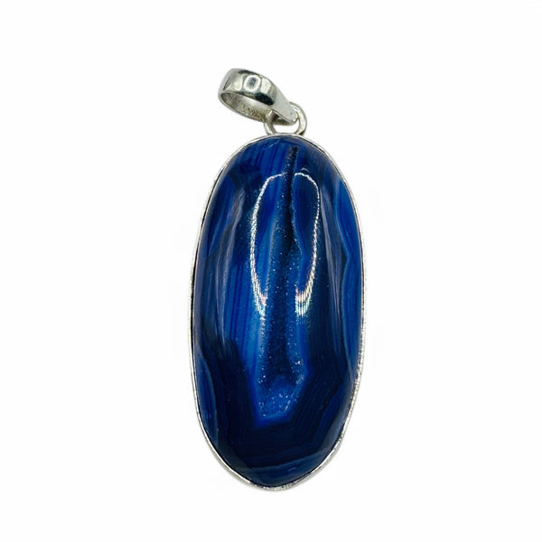 Pendentif Druse d'Agate Bleue Argent 925 Lot 21
