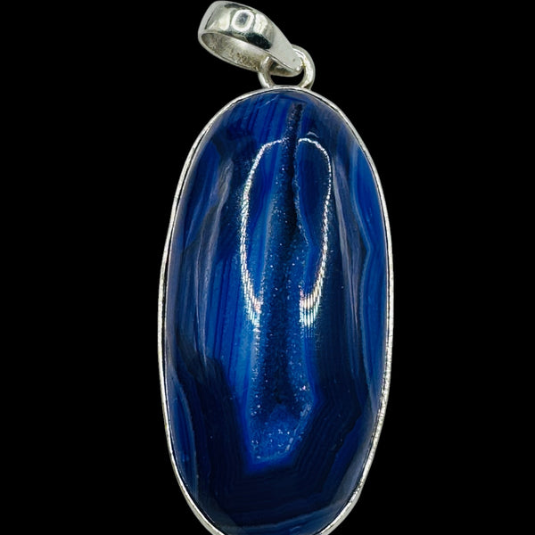 Pendentif Druse d'Agate Bleue Argent 925 Lot 21