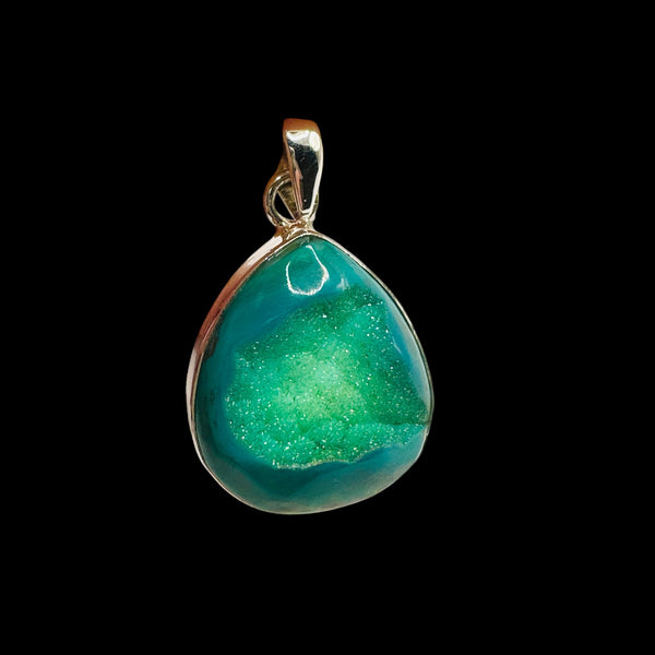 Pendentif Druse d'Agate Verte Argent 925 Lot 23