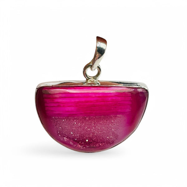 Pendentif Druse d'Agate Rose Argent 925 Lot 24