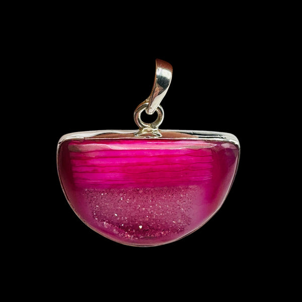 Pendentif Druse d'Agate Rose Argent 925 Lot 24