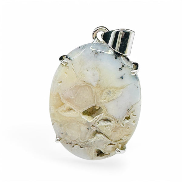 Pendentif Druse d'Agate Dendritique Argent 925 Lot 26