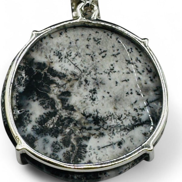 Pendentif Druse d'Agate Dendritique Argent 925 Lot 30