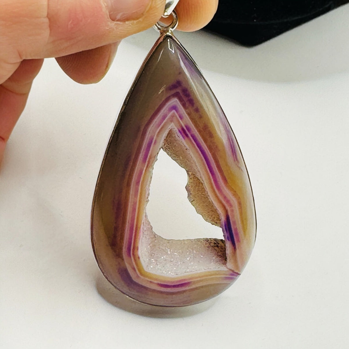 Pendentif Druse Agate Multicolore Argent 925 Lot 5