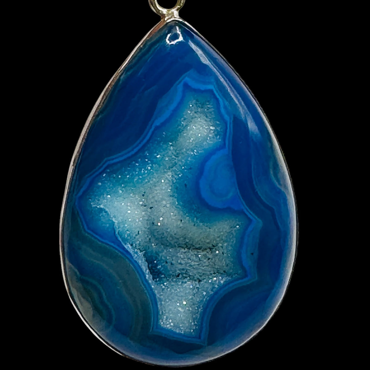 Pendentif Druse Agate Bleue Argent 925 Lot 6
