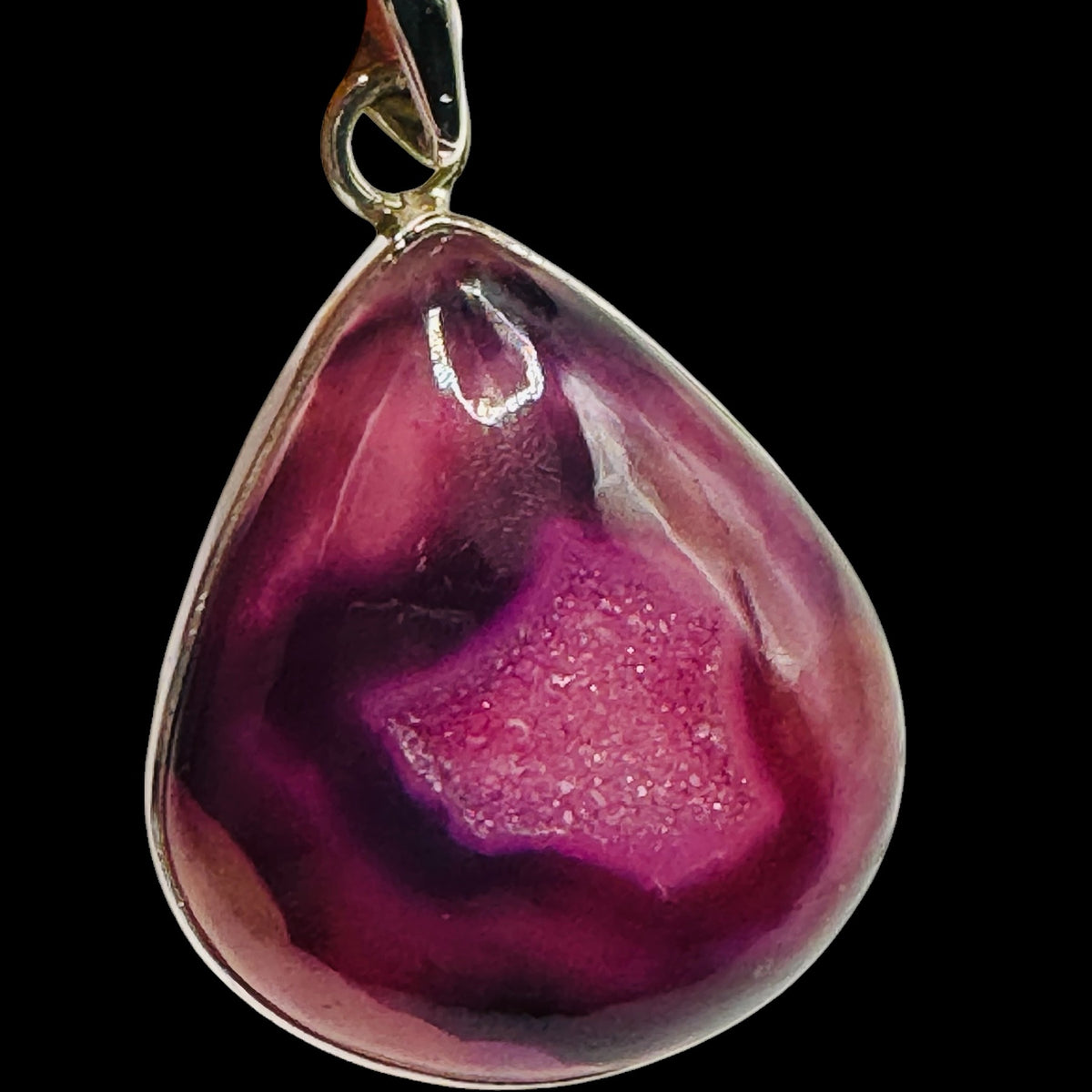Pendentif Druse Agate Mauve Argent 925 Lot 7