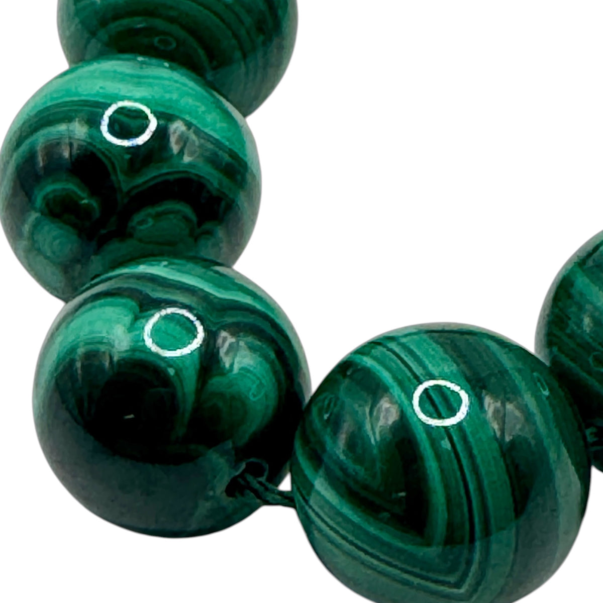Malachite Fil de Perles Naturelle 14 mm, env 39cm