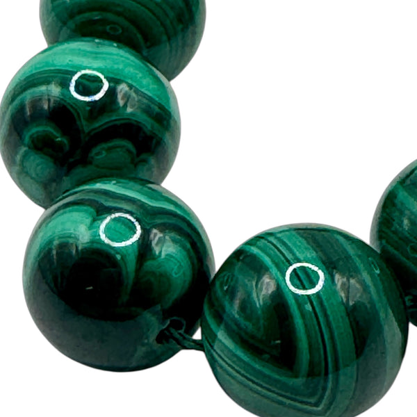 Malachite Fil de Perles Naturelle 14 mm, env 39cm