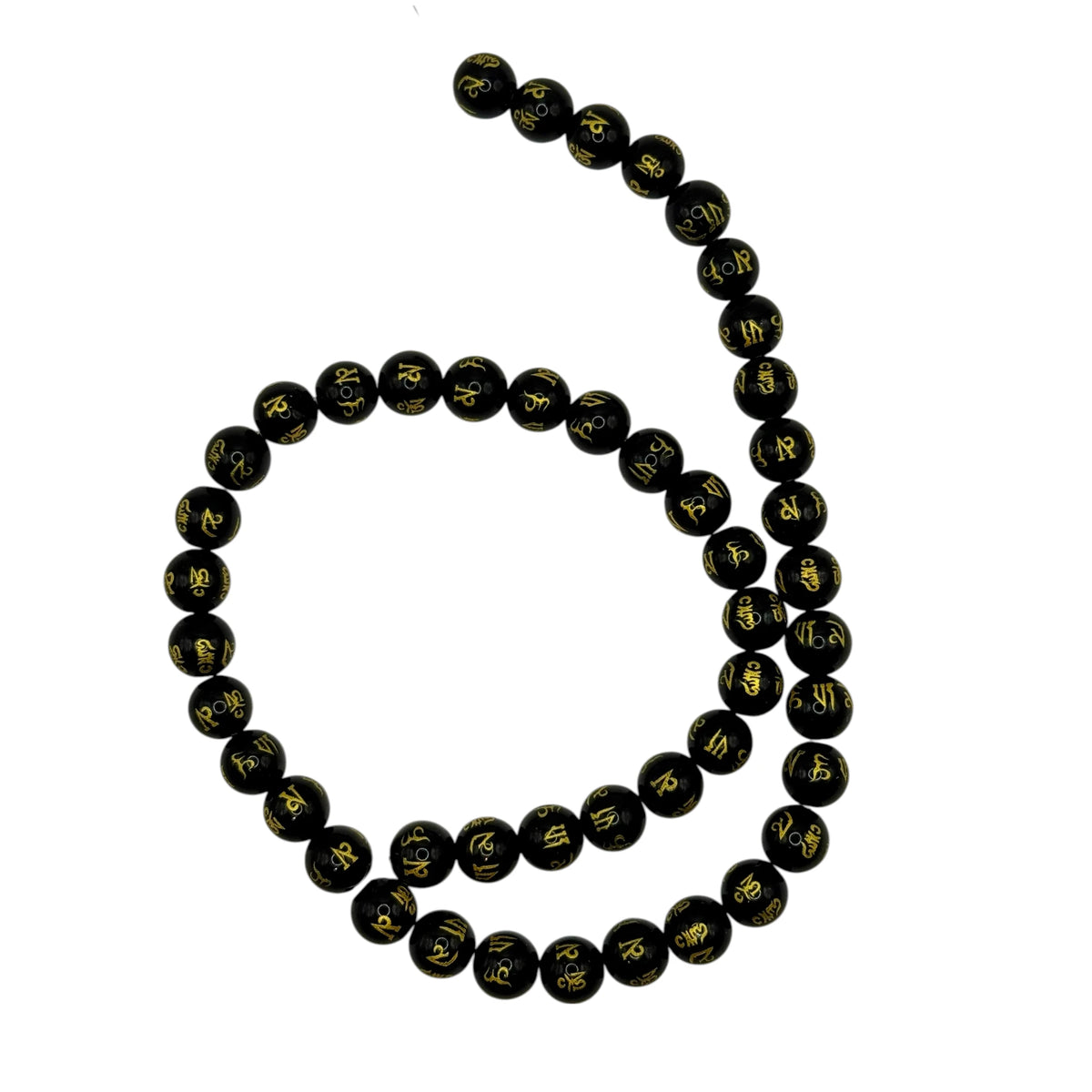 Obsidienne Noire sculptée Fil de Perles Naturelle 6-8-10mm, env 39cm