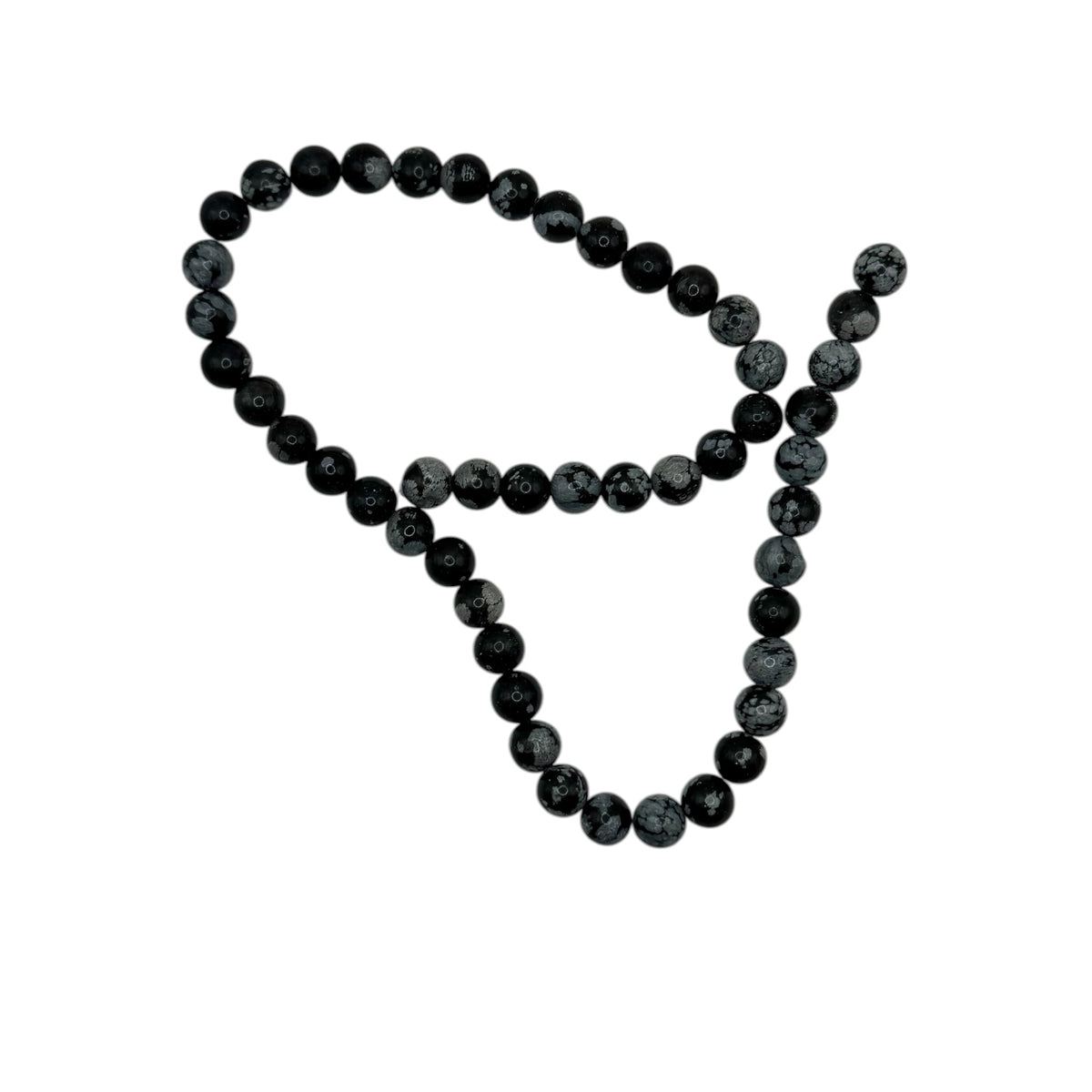Obsidienne Flocon de Neige Fil de Perles Naturelle 4-6-8-10mm, env 39cm