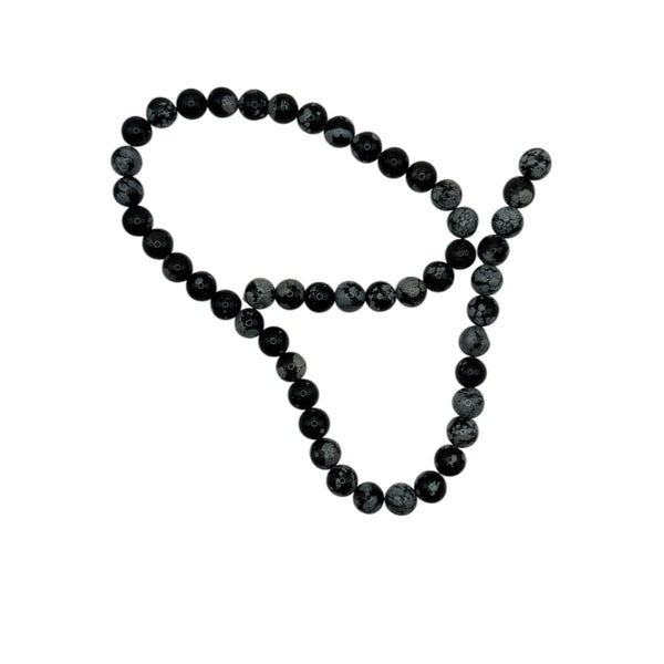 Obsidienne Flocon de Neige Fil de Perles Naturelle 4-6-8-10mm, env 39cm