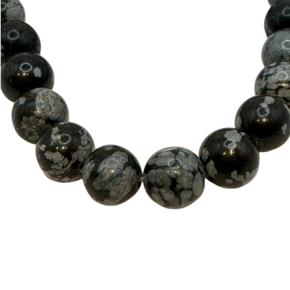 Obsidienne Flocon de Neige Fil de Perles Naturelle 4-6-8-10mm, env 39cm