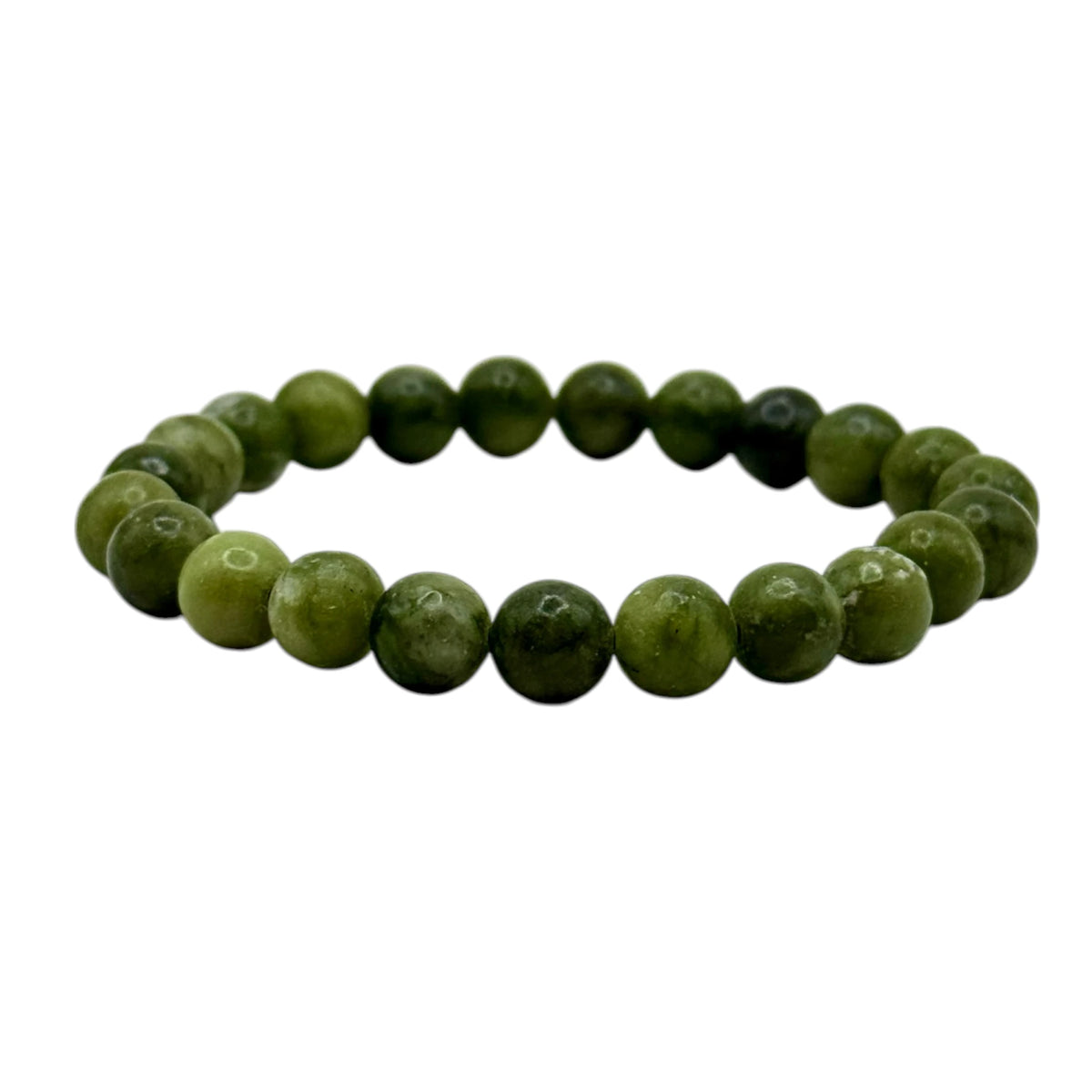Bracelet "Conscience & Prospérité" en Jade Néphrite Perles Rondes