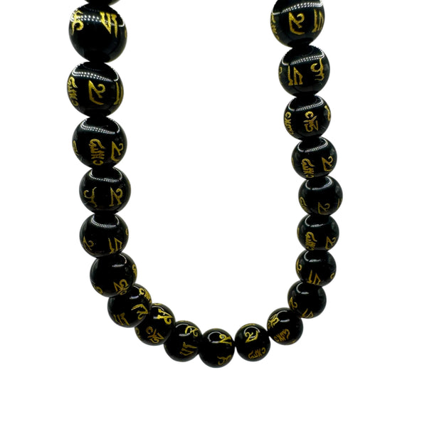 Obsidienne Noire sculptée Fil de Perles Naturelle 6-8-10mm, env 39cm