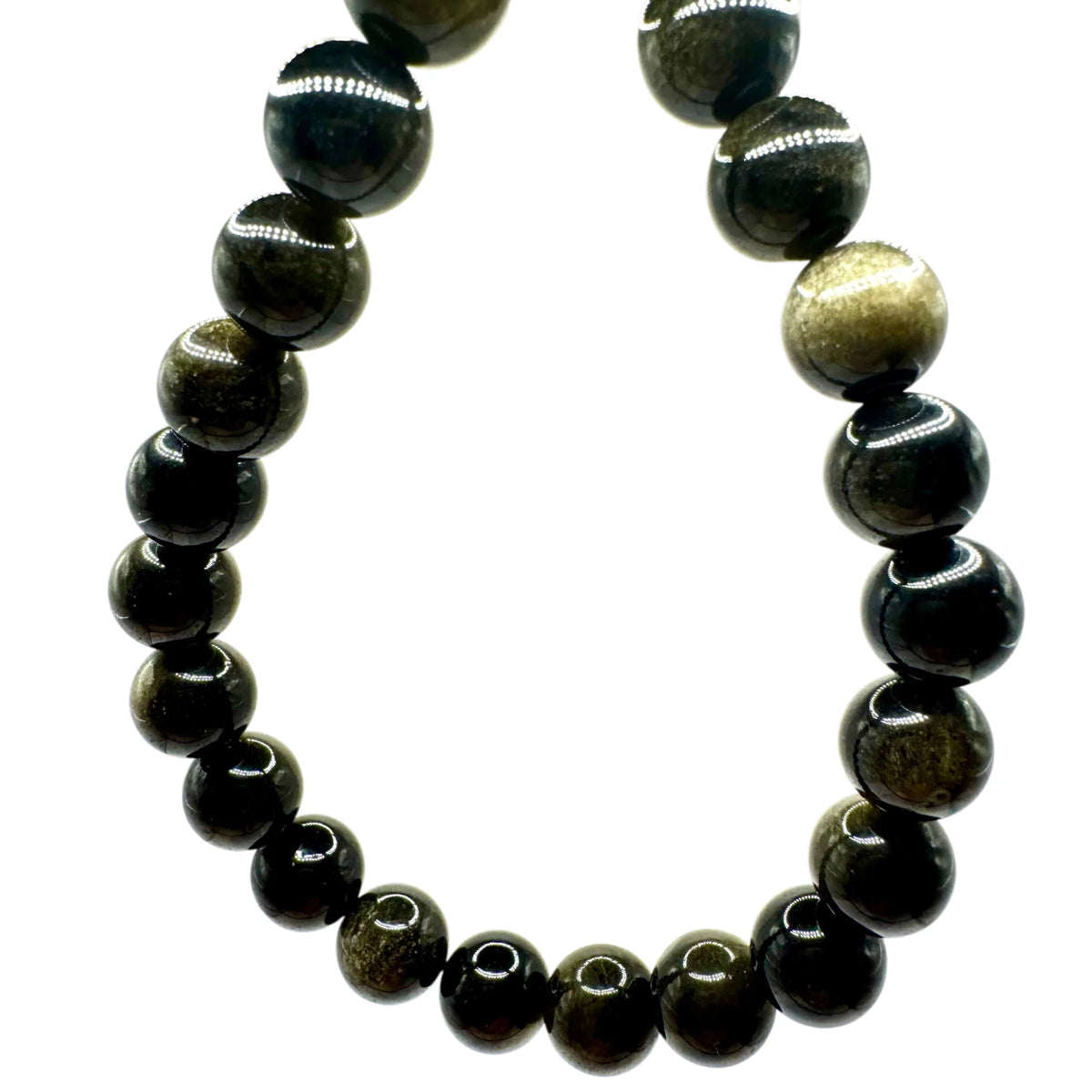 Obsidienne Dorée Fil de Perles Naturelle 4-8-10mm, env 39cm
