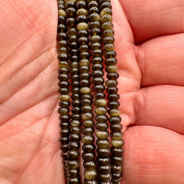 Obsidienne Dorée Rondelles Fil de Perles Naturelle 4*2.5mm, env 38cm