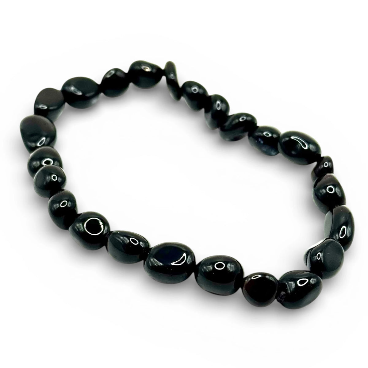 Bracelet Obsidienne Noire Pierres Roulées