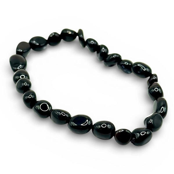 Bracelet Obsidienne Noire Pierres Roulées