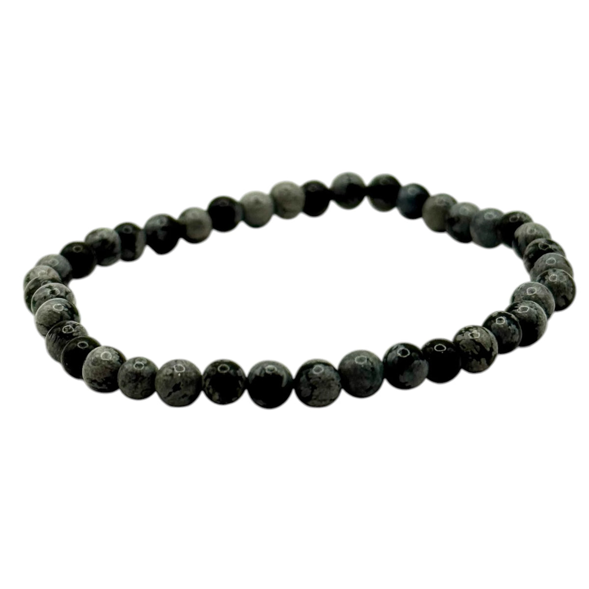 Bracelet "Équilibre & Résilience" en Obsidienne Flocons de Neige Perles Rondes