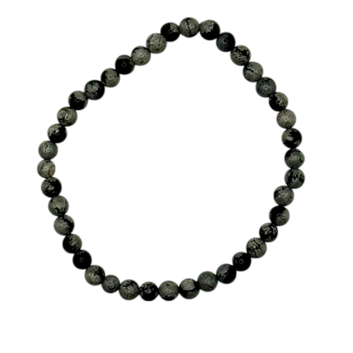 Bracelet "Équilibre & Résilience" en Obsidienne Flocons de Neige Perles Rondes