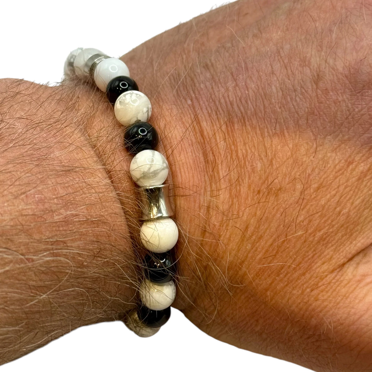 Bracelet "Sagesse & Force" en Howlite et Onyx Perles Rondes
