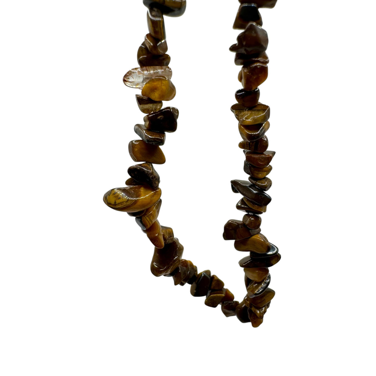 Fil de perles naturelles d' Œil de Tigre chips / Baroque 80cm