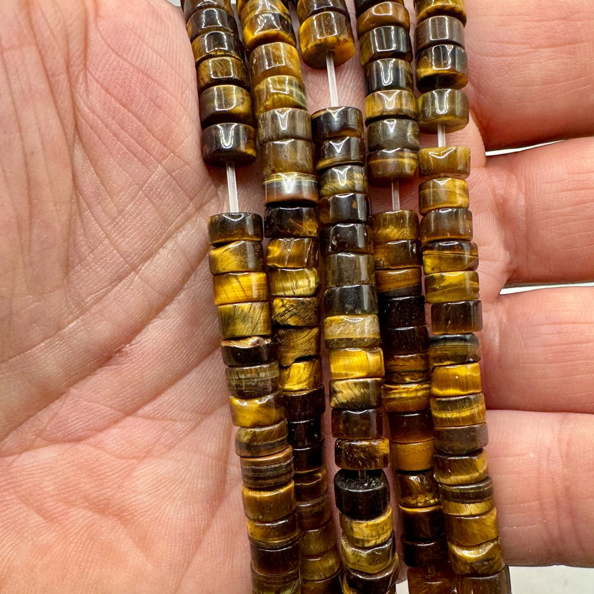 Œil de Tigre Fil de Perles Naturelle Heishi 6x3mm, env 39cm