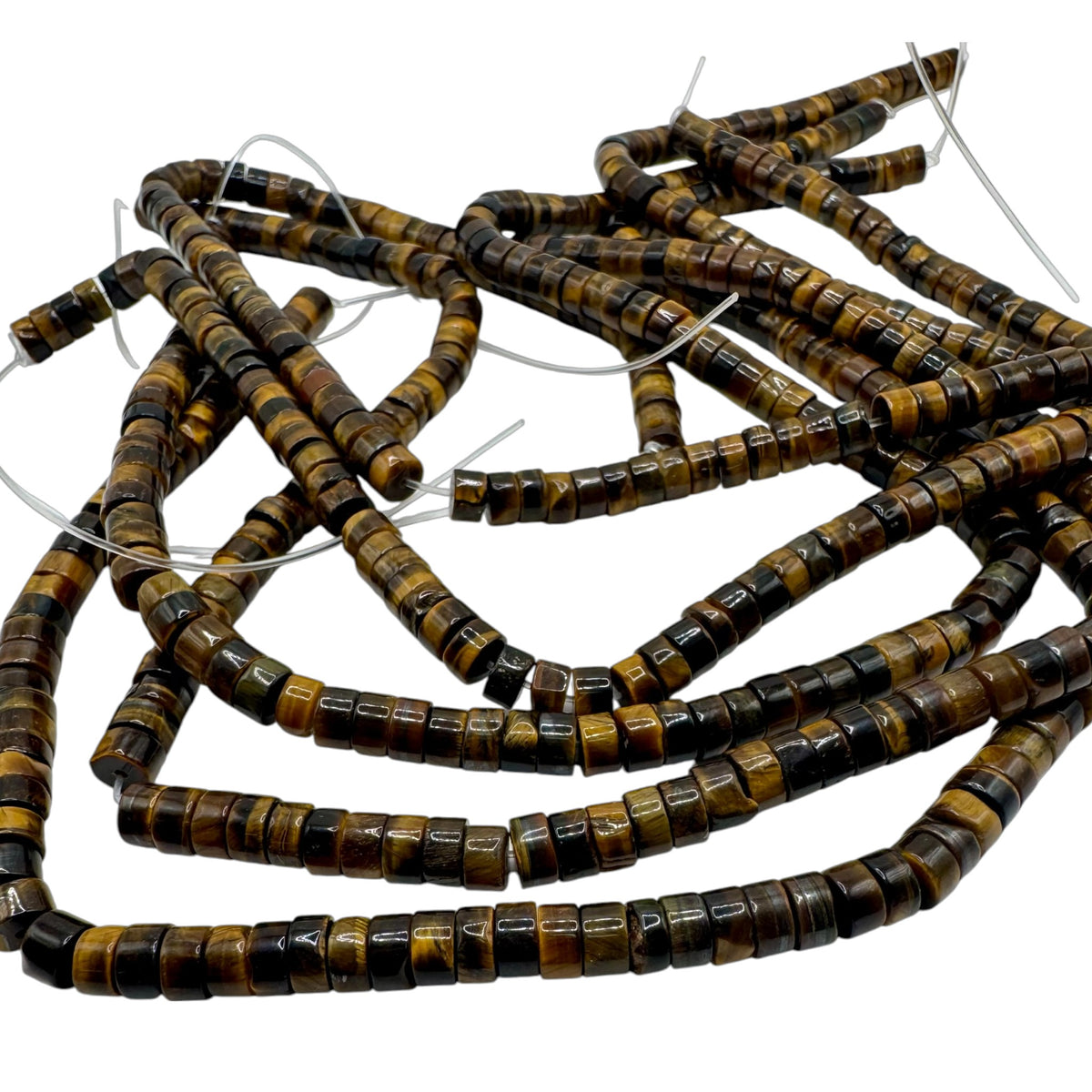 Œil de Tigre Fil de Perles Naturelle Heishi 6x3mm, env 39cm
