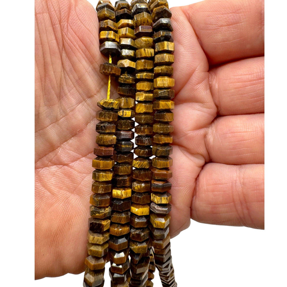 Œil de Tigre Fil de Perles Naturelle Heishi facettées 6.5-7x3.5 , env 39cm