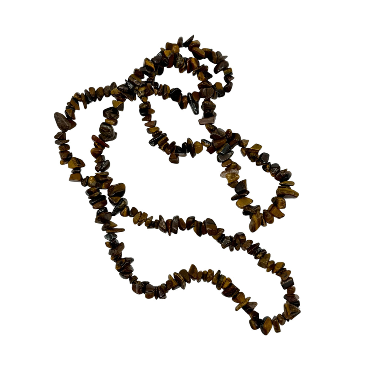 Fil de perles naturelles d' Œil de Tigre chips / Baroque 80cm
