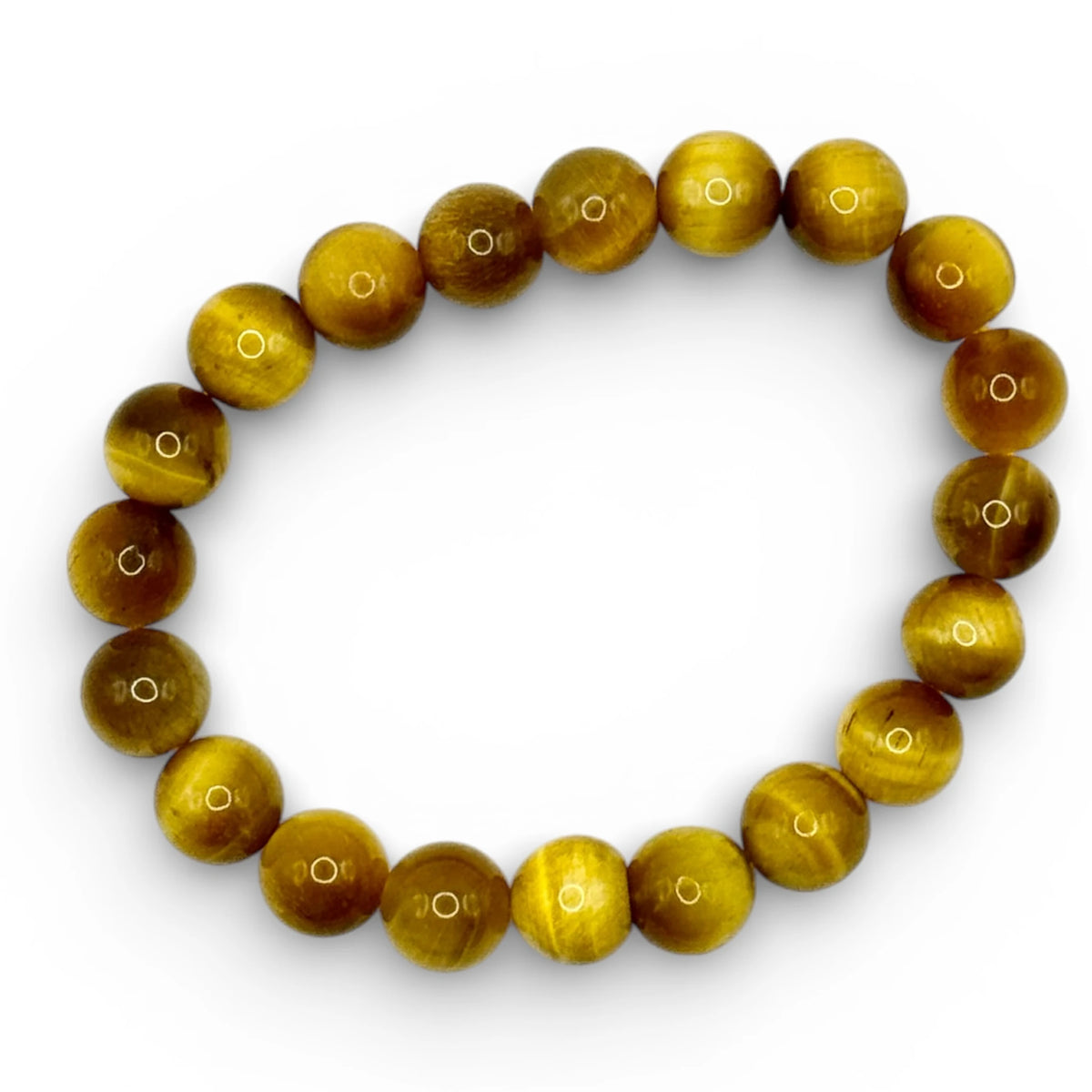 Bracelet "Protection & Volonté" en Œil de Tigre Doré Perles Rondes