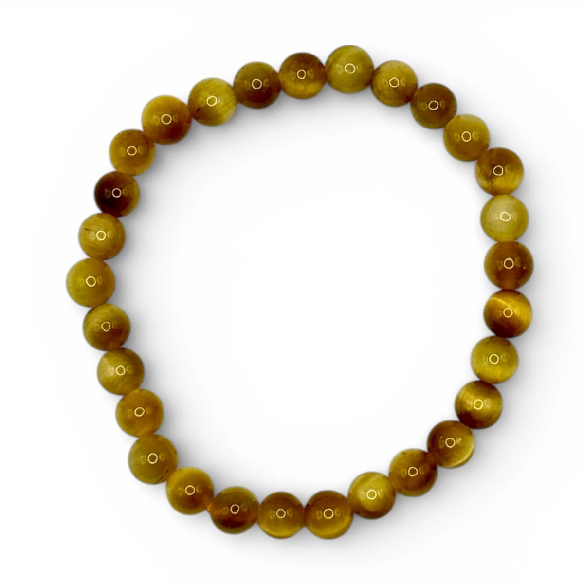 Bracelet "Protection & Volonté" en Œil de Tigre Doré Perles Rondes