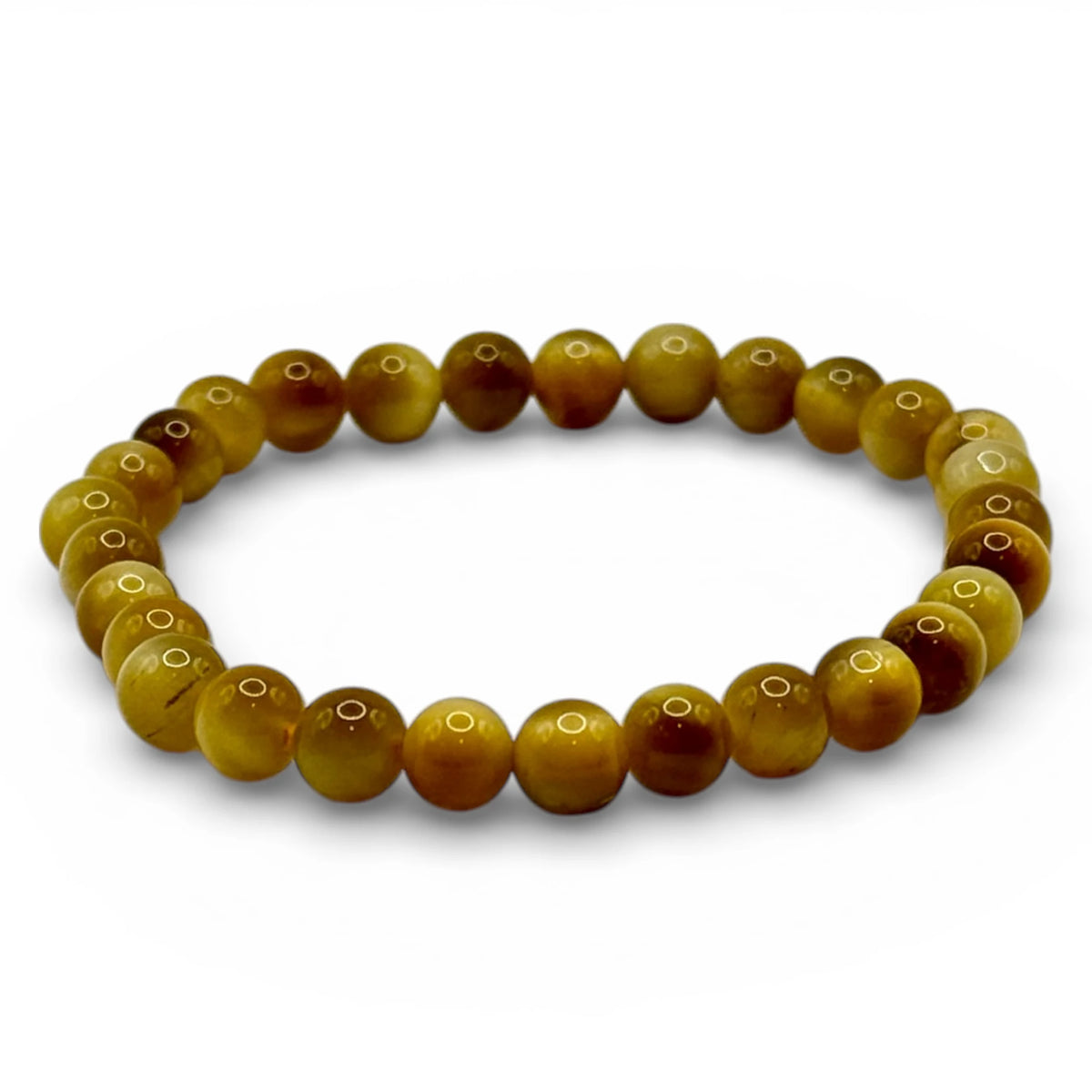 Bracelet "Protection & Volonté" en Œil de Tigre Doré Perles Rondes