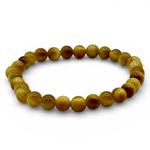 Bracelet "Protection & Volonté" en Œil de Tigre Doré Perles Rondes