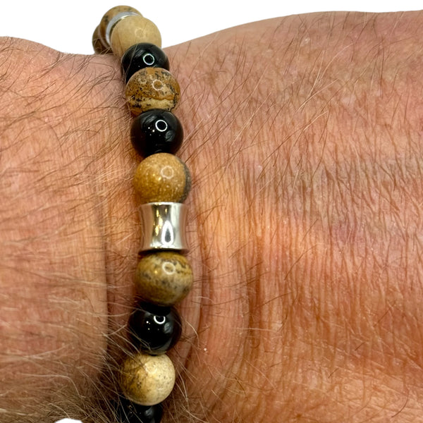 Bracelet Jaspe Paysage A et Onyx
