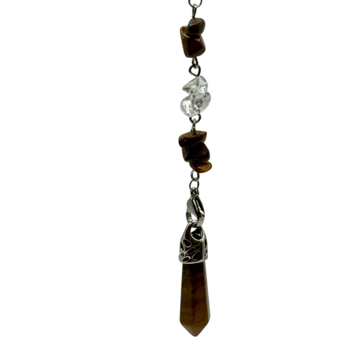 Pendule Œil de Tigre facetté avec Nœud de la Trinité/ Triquetra
