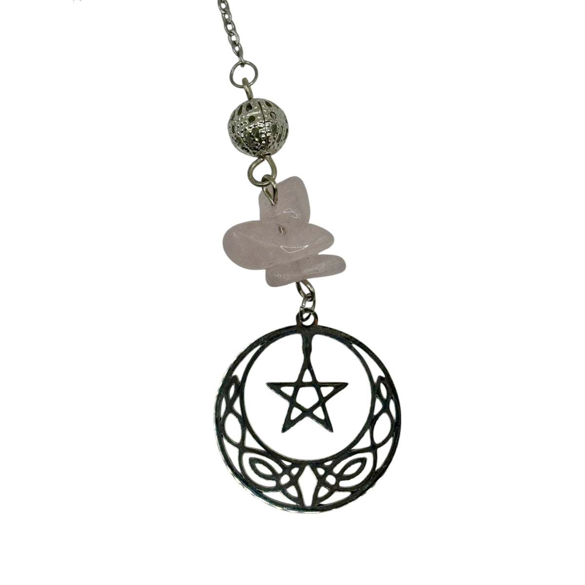 Pendule Quartz Rose facetté avec Lune et Etoile