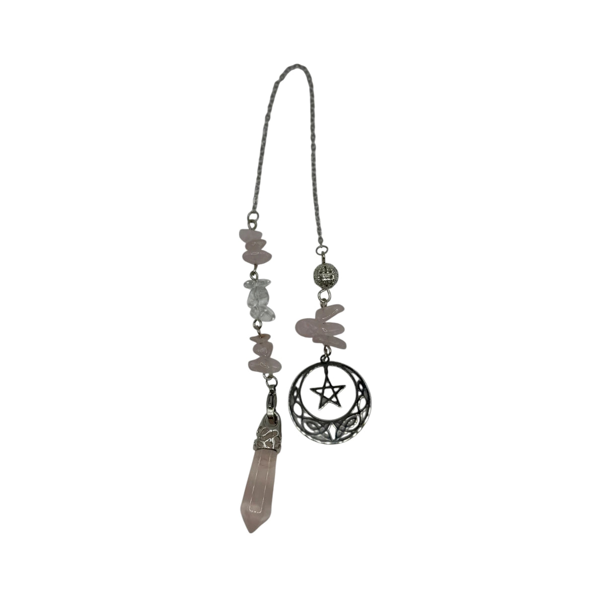 Pendule Quartz Rose facetté avec Lune et Etoile