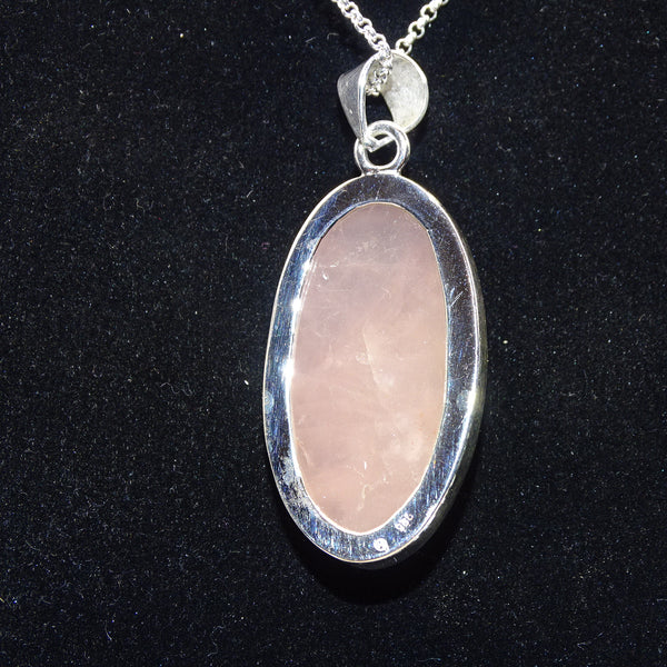 Pendentif Quartz Rose ovale Argent 925