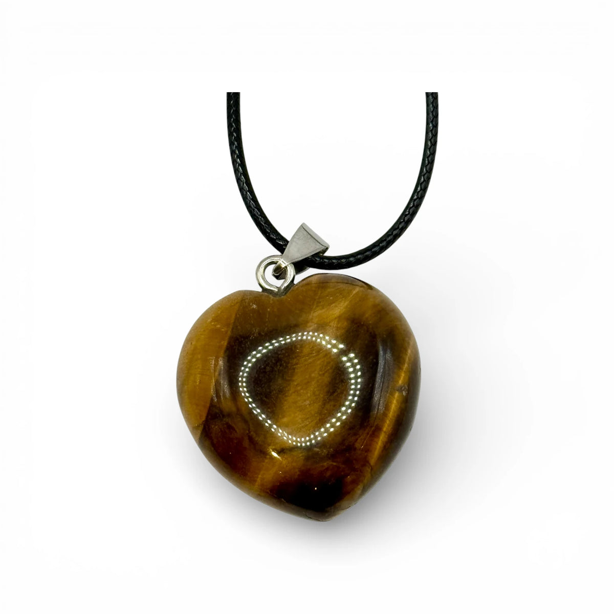 Pendentif Cœur 30mm,Œil de Tigre avec cordon réglable)