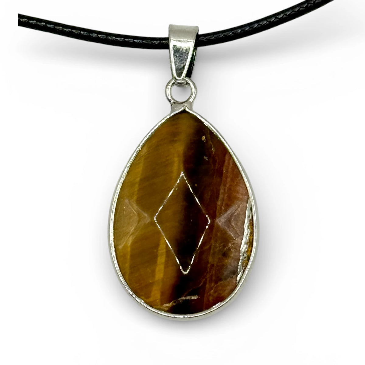 Pendentif Œil de Tigre Facetté 31x20mm